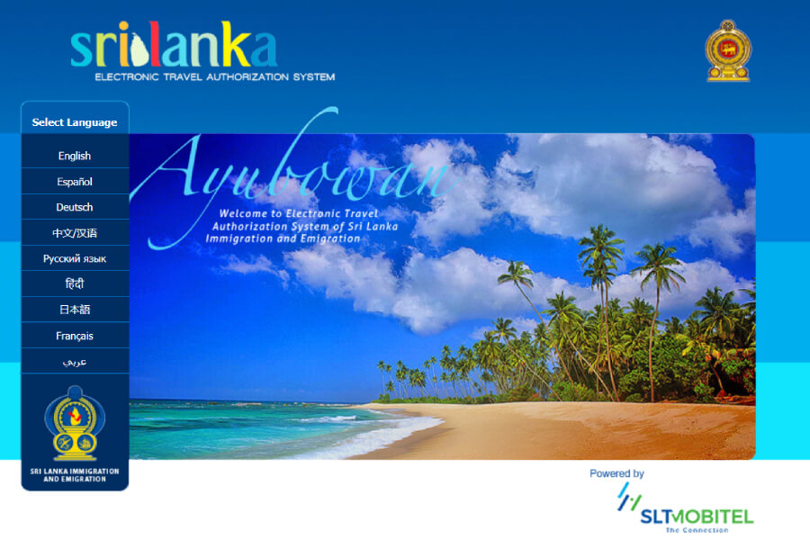 Website thị thực của Sri Lanka 